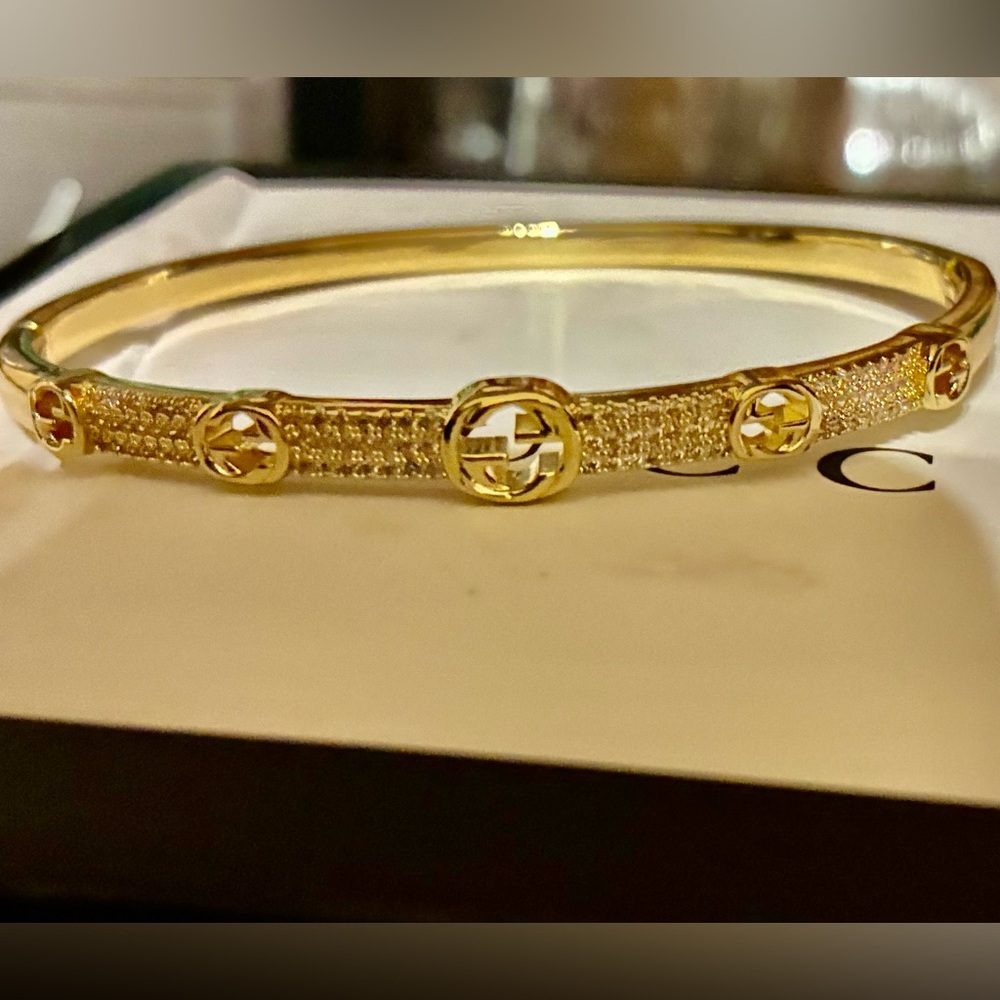 Gold Logo-Accent Women's Bangle Bracelet